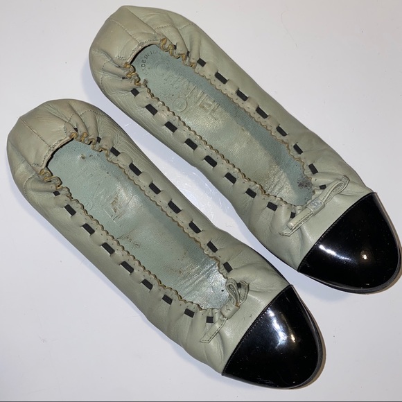 Chanel Seafoam Green Patent Toe Ballet Flats - Picture 6 of 17